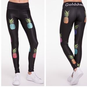 Goldsheep Clothing Rainbow Pineapple Party Leggings OC Laguna beach size small